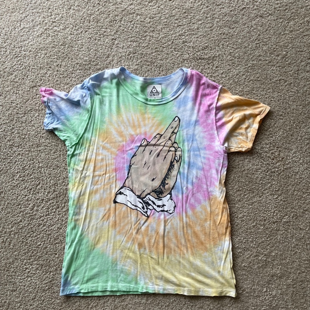 UNIF Tie-Dye Praying Jesus/Middle Finger t-shirt